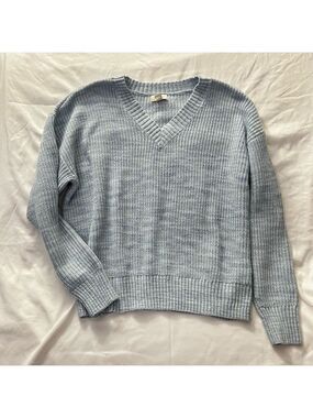 Style & Co Blue V-neeck Shaker Knit Sweater Large